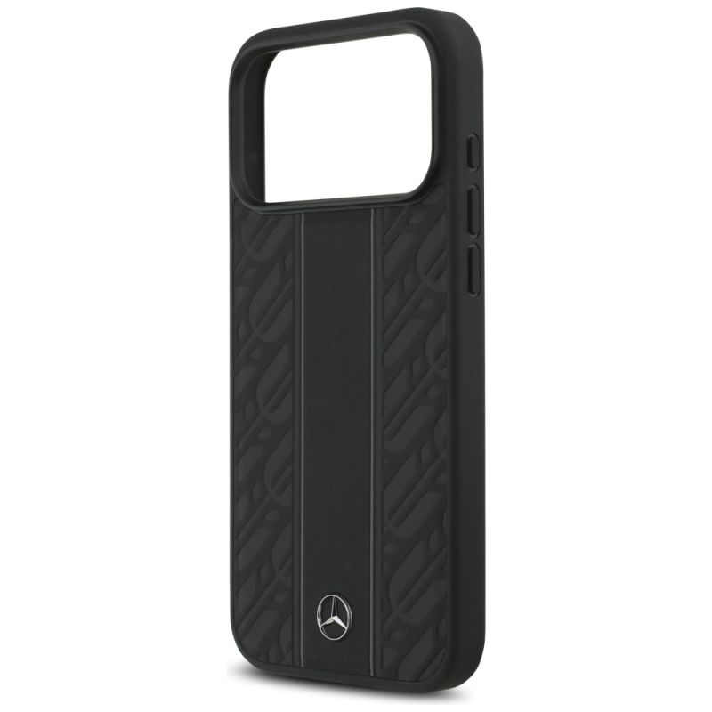 Etui Mercedes Leather Laurel Leaves Stripes MagSafe na iPhone 17 Pro Max - czarne - obrazek 6
