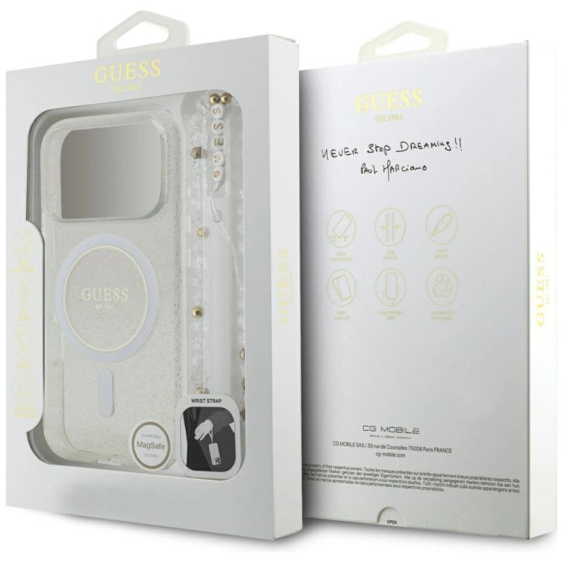 Etui Guess IML Glitter Pearl Strap MagSafe do iPhone 17 Pro - przezroczyste - obrazek 8