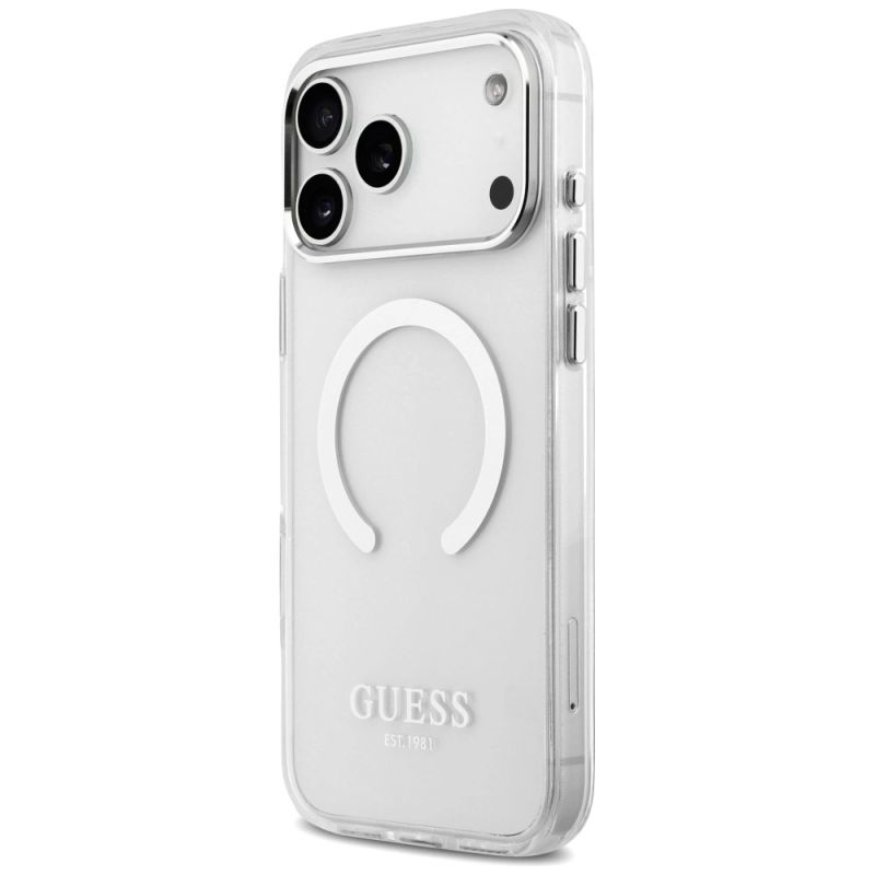 Etui Guess Metal Outline MagSafe do iPhone 17 Pro Max - srebrne - obrazek 2