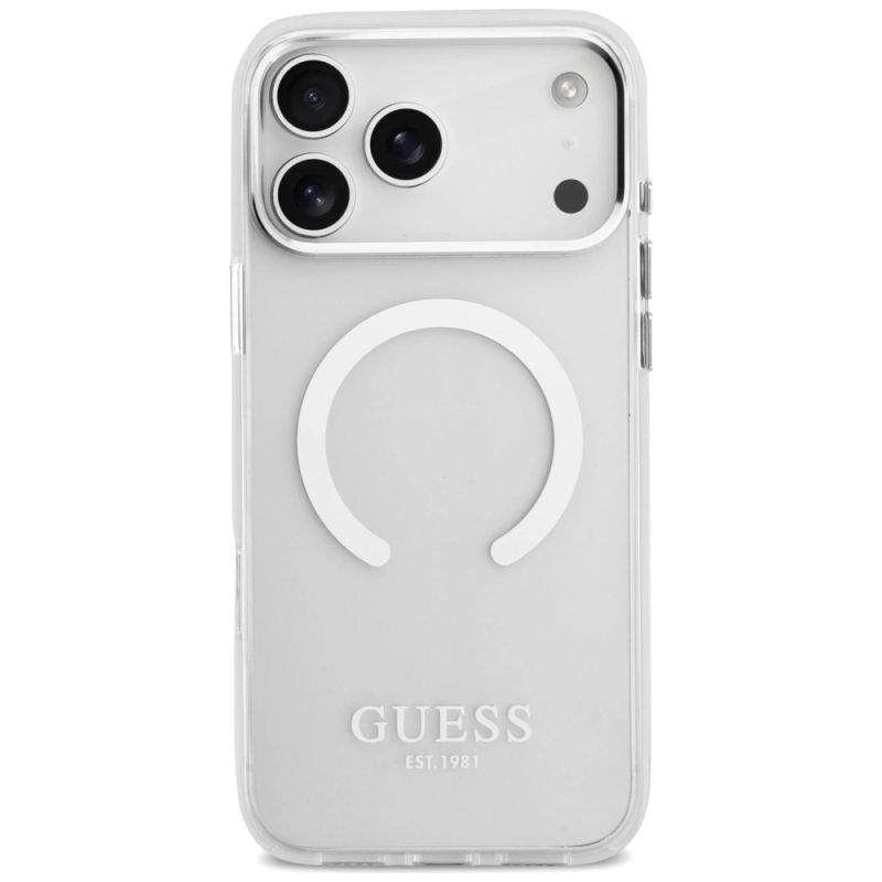 Etui Guess Metal Outline MagSafe do iPhone 17 Pro Max - srebrne - obrazek 3