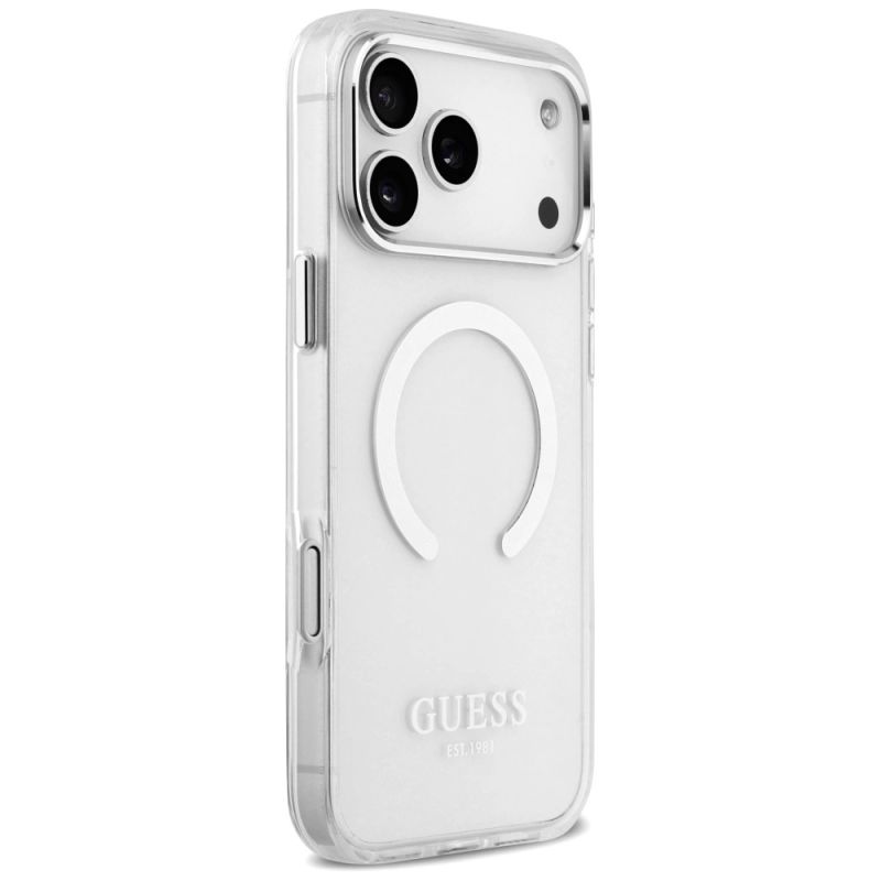 Etui Guess Metal Outline MagSafe do iPhone 17 Pro Max - srebrne - obrazek 4