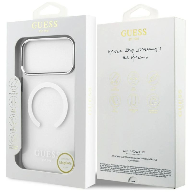 Etui Guess Metal Outline MagSafe do iPhone 17 Pro Max - srebrne - obrazek 8