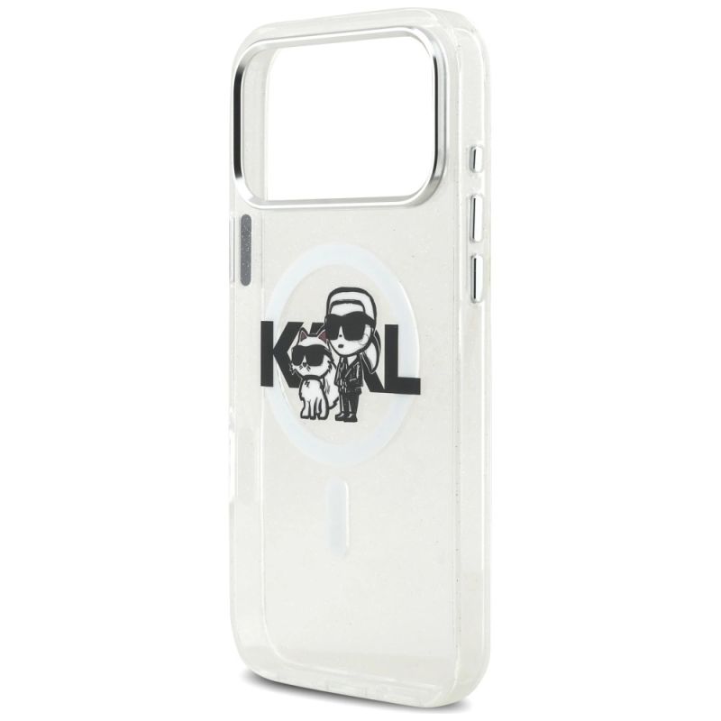 Etui Karl Lagerfeld IML Glitter Karl & Choupette Sketch Logo MagSafe do iPhone 17 Pro Max - przezroczyste - obrazek 6