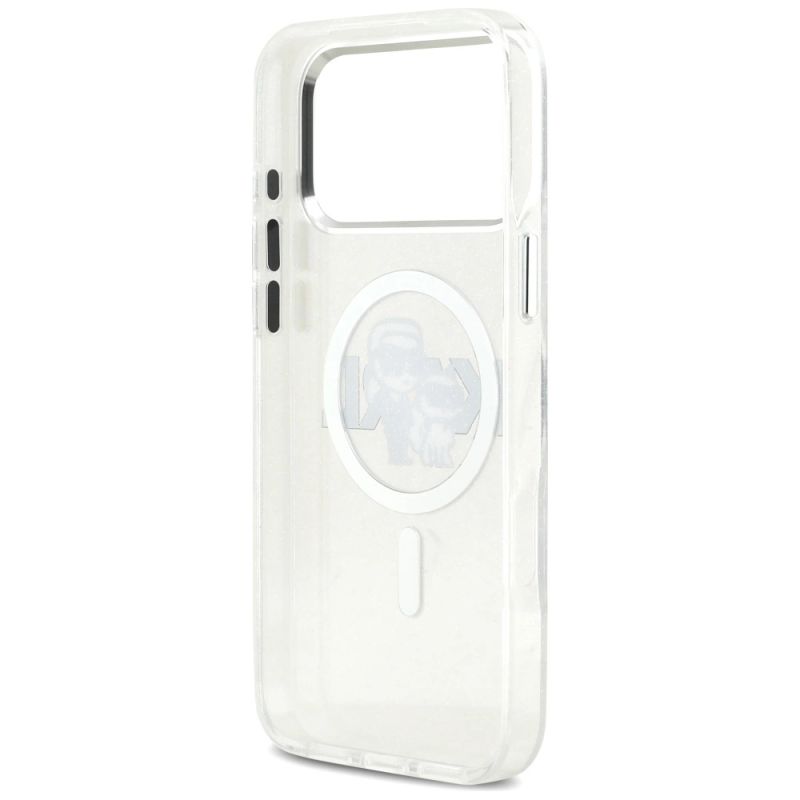 Etui Karl Lagerfeld IML Glitter Karl & Choupette Sketch Logo MagSafe do iPhone 17 Pro Max - przezroczyste - obrazek 7