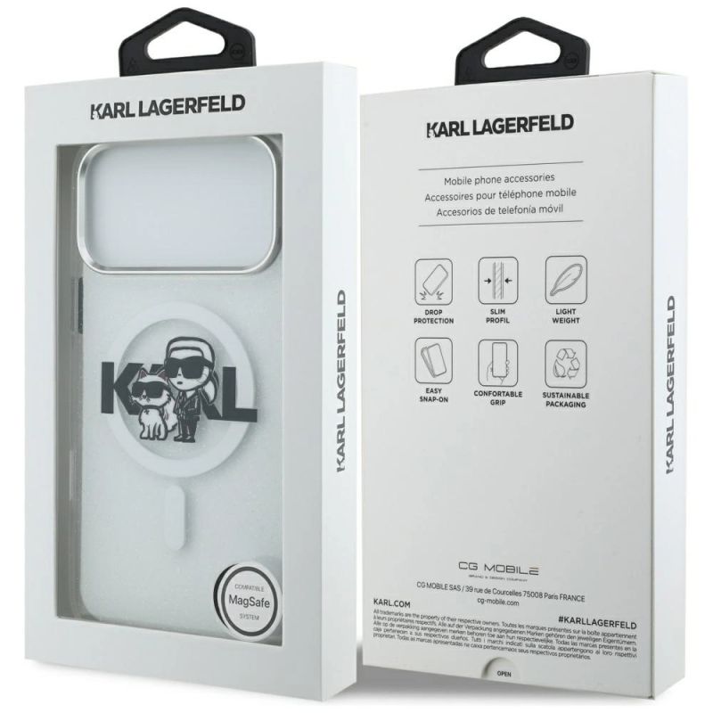 Etui Karl Lagerfeld IML Glitter Karl & Choupette Sketch Logo MagSafe do iPhone 17 Pro Max - przezroczyste - obrazek 8