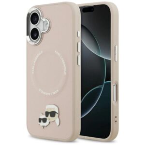 Etui Karl Lagerfeld Karl & Choupette Pins MagSafe do iPhone 17 różowe