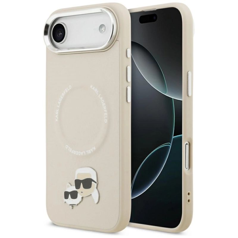 Etui Karl Lagerfeld Karl & Choupette Pins MagSafe do iPhone Air - beżowe