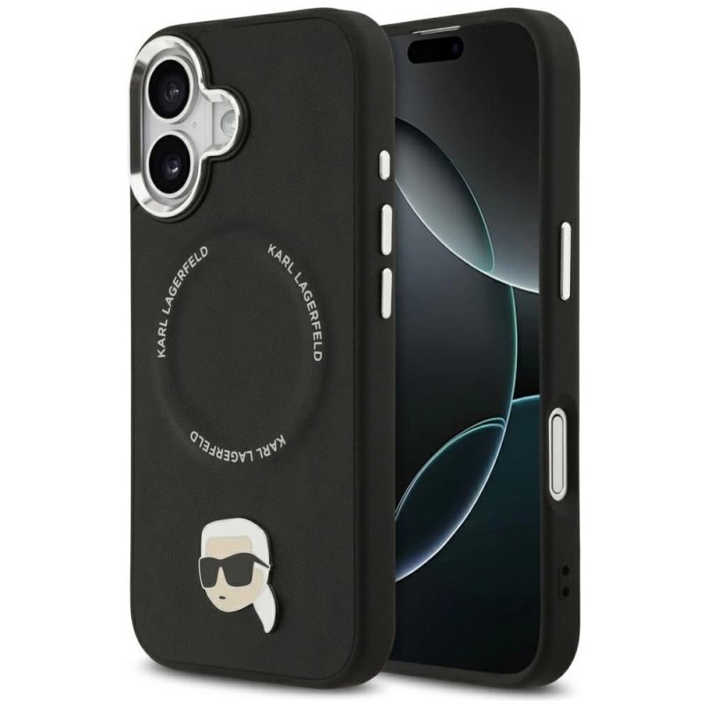 Etui Karl Lagerfeld Karl Pin MagSafe do iPhone 17 - czarne