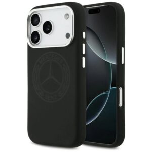 Etui Mercedes Silicone Vintage Logo MagSafe na iPhone 17 Pro - czarne