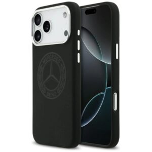 Etui Mercedes Silicone Vintage Logo MagSafe na iPhone 17 Pro Max - czarne