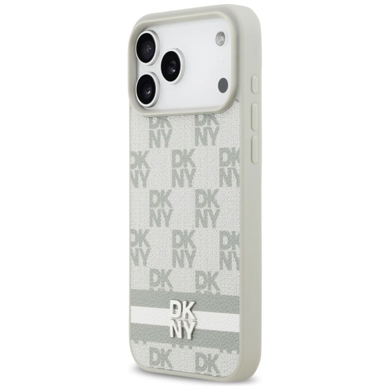 Etui DKNY Checkered with Printed Stripes na iPhone 17 Pro Max - beżowe - obrazek 2