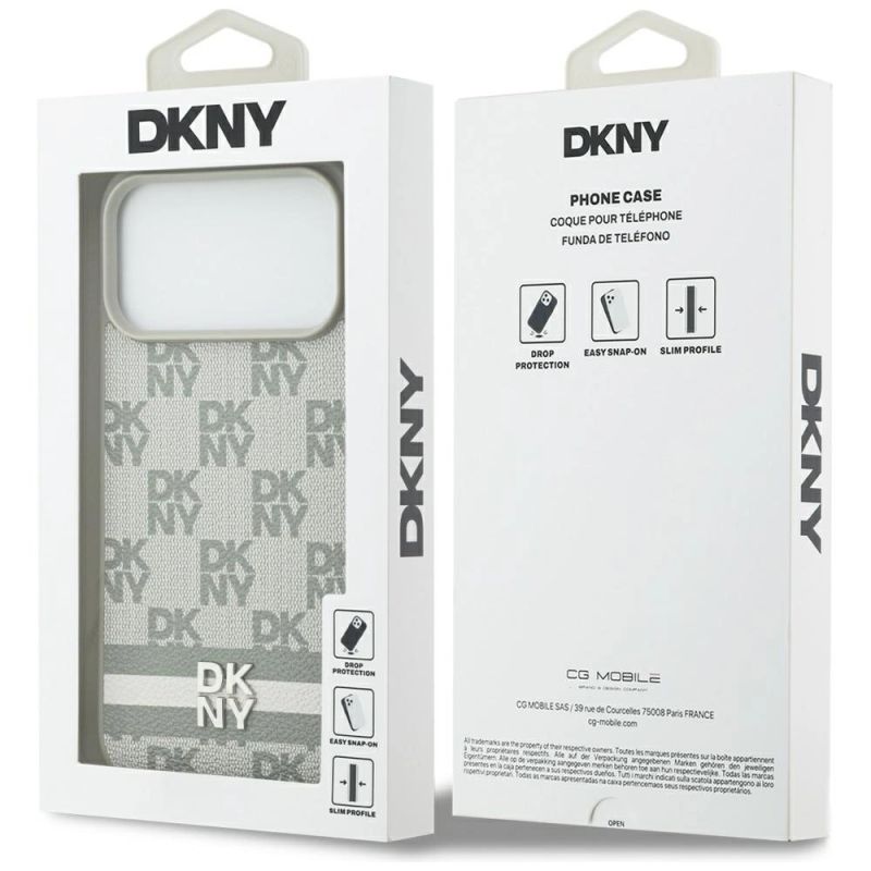 Etui DKNY Checkered with Printed Stripes na iPhone 17 Pro Max - beżowe - obrazek 8