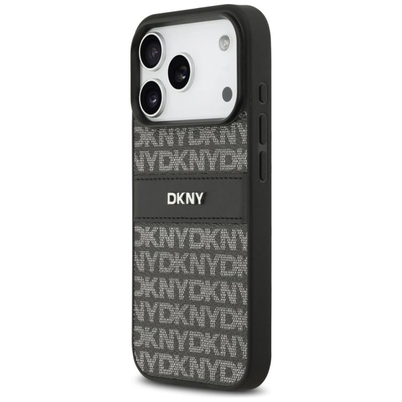 Etui DKNY Repeat Texture Pattern with Tonal Stripe na iPhone 17 Pro - czarne - obrazek 2