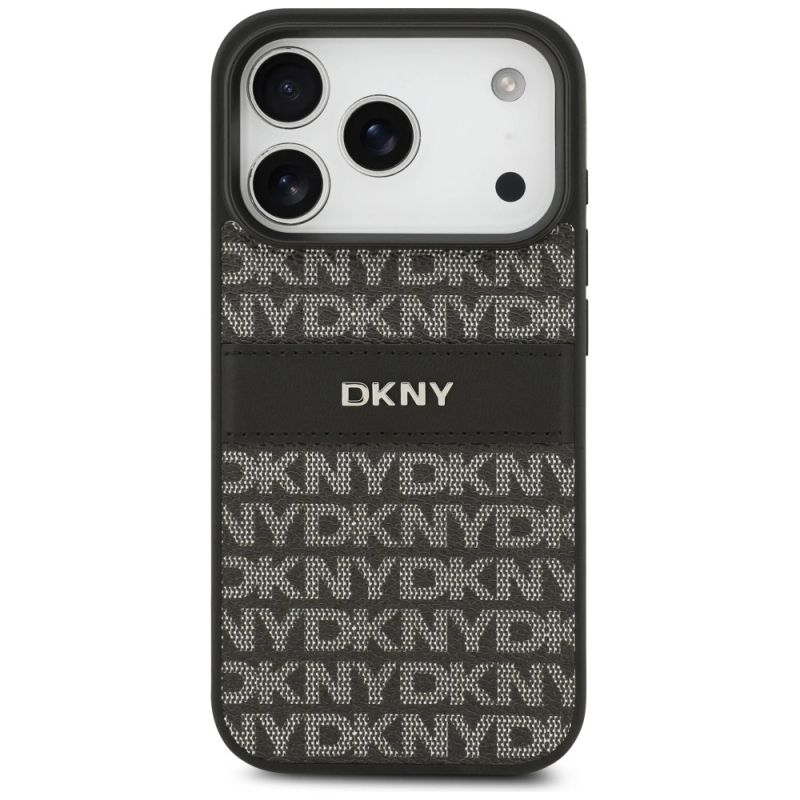 Etui DKNY Repeat Texture Pattern with Tonal Stripe na iPhone 17 Pro - czarne - obrazek 3