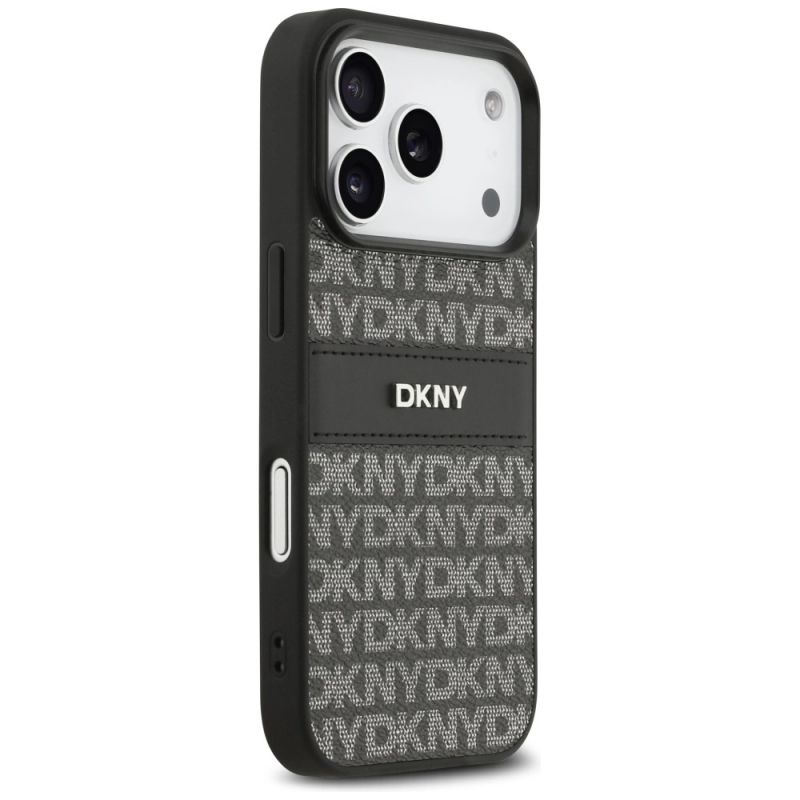 Etui DKNY Repeat Texture Pattern with Tonal Stripe na iPhone 17 Pro - czarne - obrazek 4