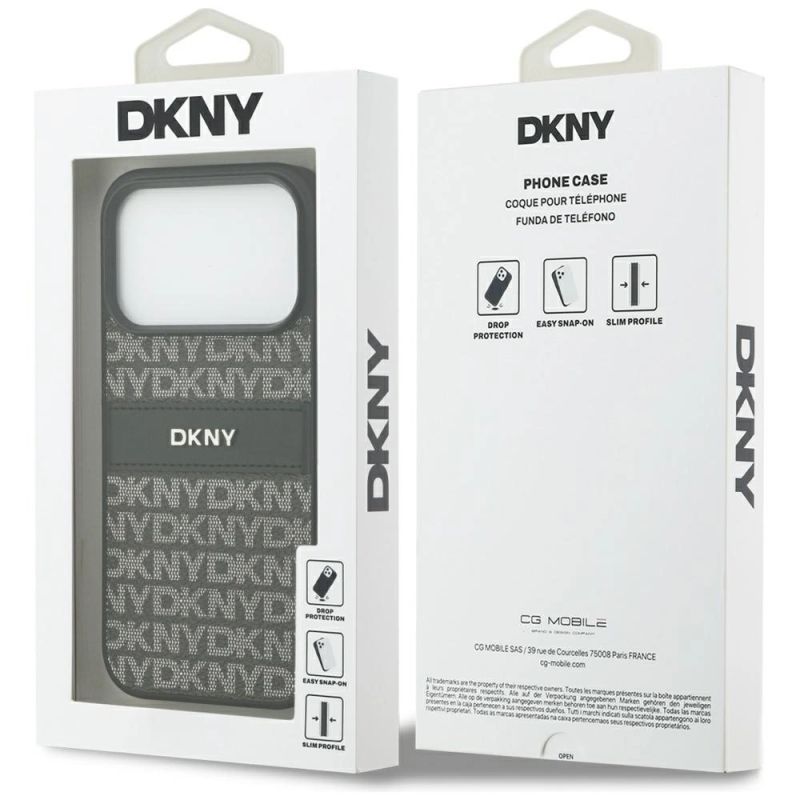 Etui DKNY Repeat Texture Pattern with Tonal Stripe na iPhone 17 Pro - czarne - obrazek 8