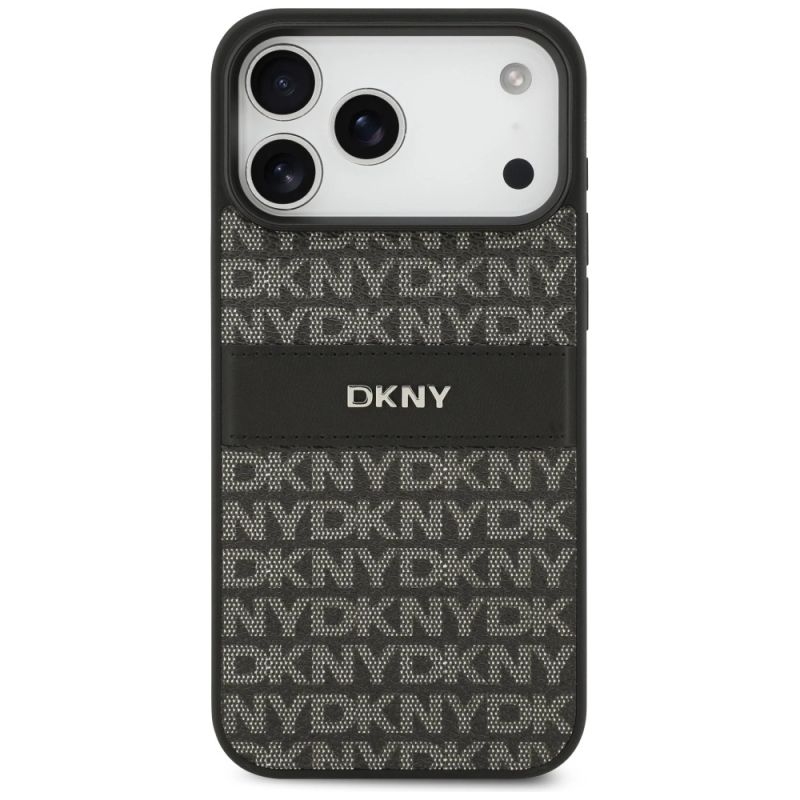 Etui DKNY Repeat Texture Pattern with Tonal Stripe na iPhone 17 Pro Max - czarne - obrazek 3