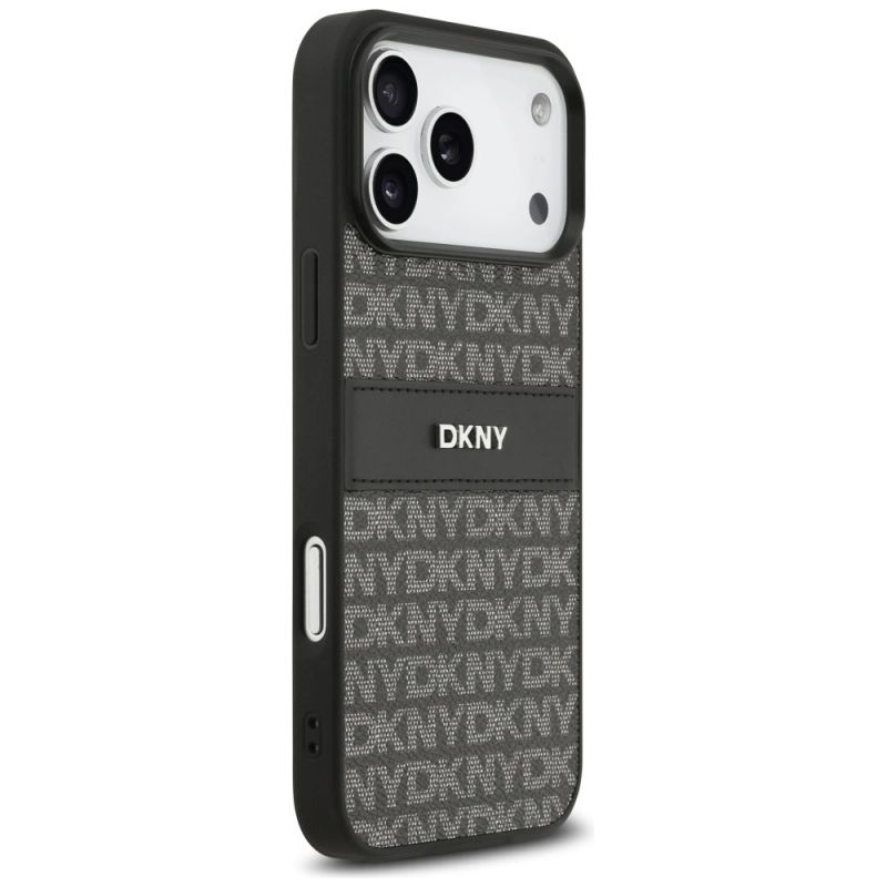 Etui DKNY Repeat Texture Pattern with Tonal Stripe na iPhone 17 Pro Max - czarne - obrazek 4