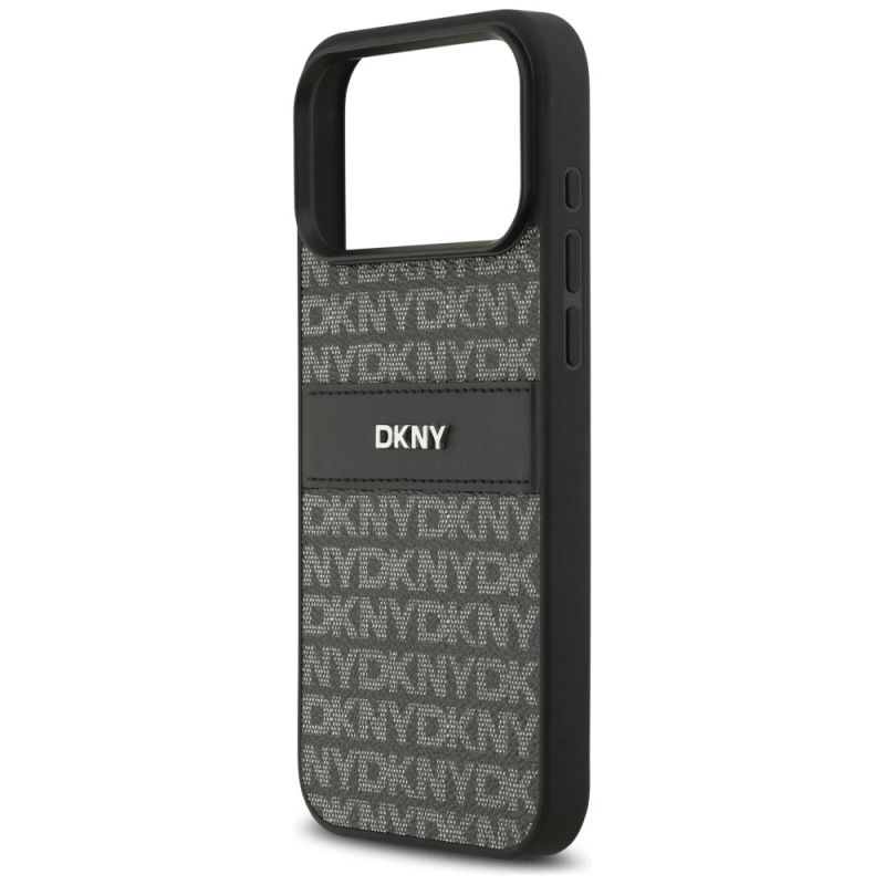 Etui DKNY Repeat Texture Pattern with Tonal Stripe na iPhone 17 Pro Max - czarne - obrazek 6