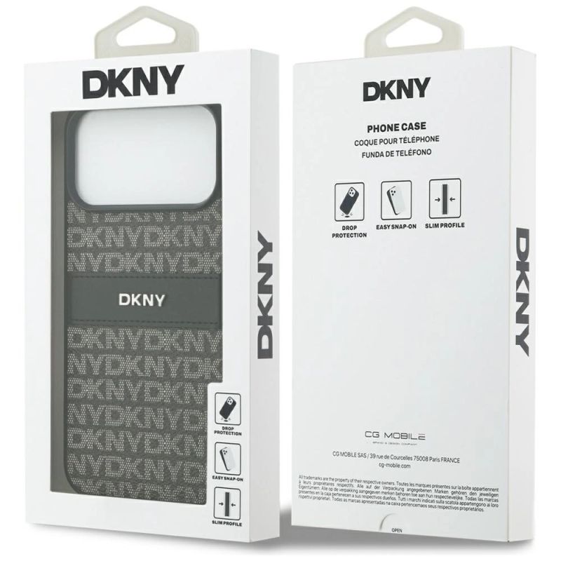 Etui DKNY Repeat Texture Pattern with Tonal Stripe na iPhone 17 Pro Max - czarne - obrazek 8