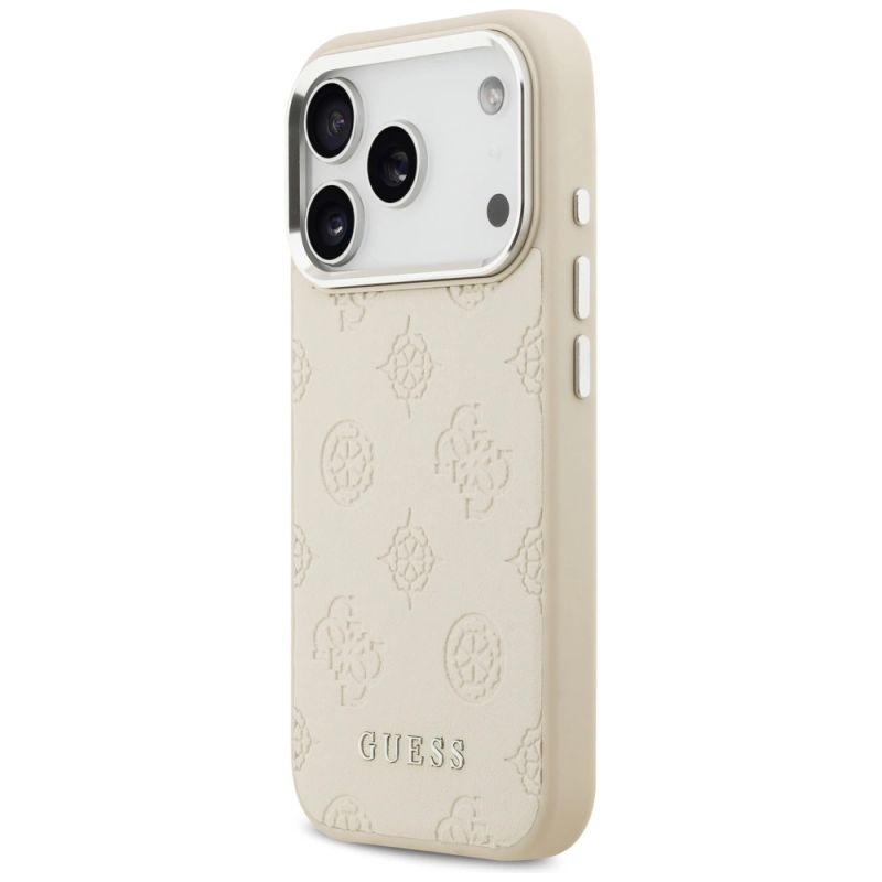 Etui Guess Peony Hot Stamp Script MagSafe na iPhone 17 Pro - beżowe - obrazek 2