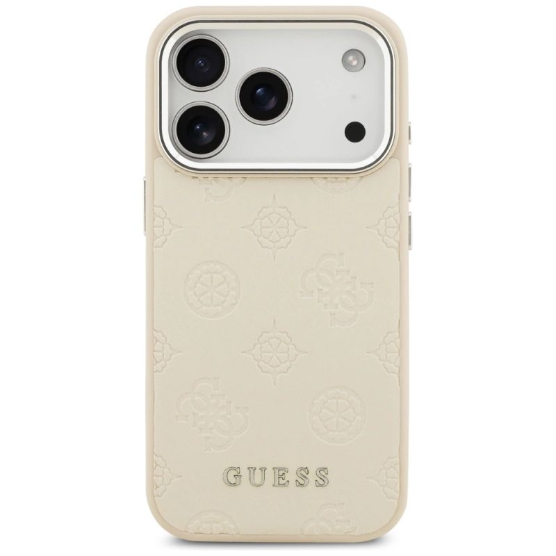 Etui Guess Peony Hot Stamp Script MagSafe na iPhone 17 Pro - beżowe - obrazek 3