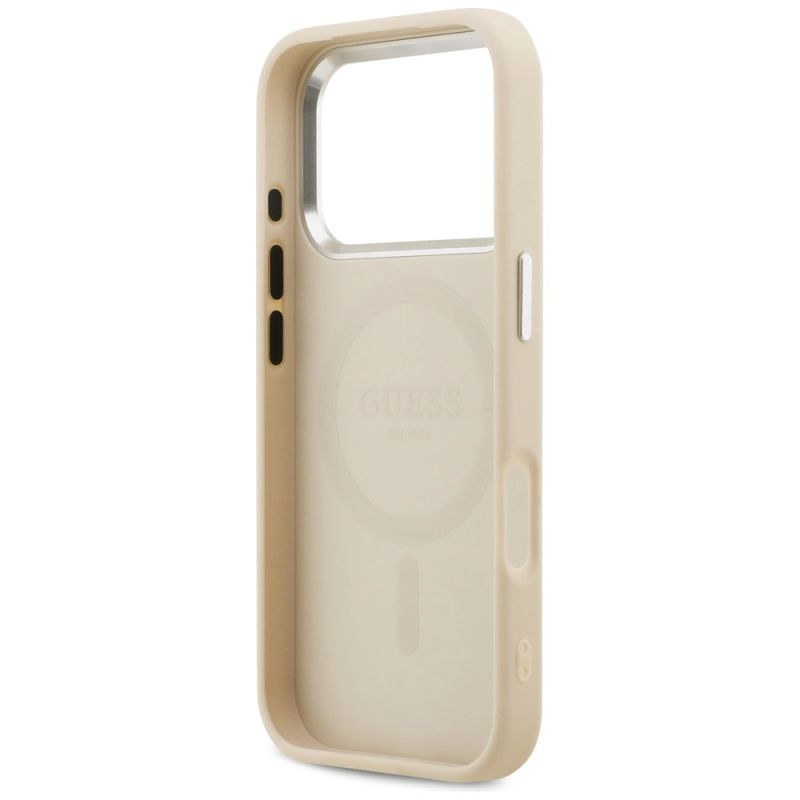 Etui Guess Peony Hot Stamp Script MagSafe na iPhone 17 Pro - beżowe - obrazek 7