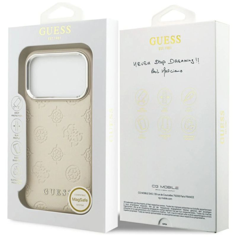 Etui Guess Peony Hot Stamp Script MagSafe na iPhone 17 Pro - beżowe - obrazek 8