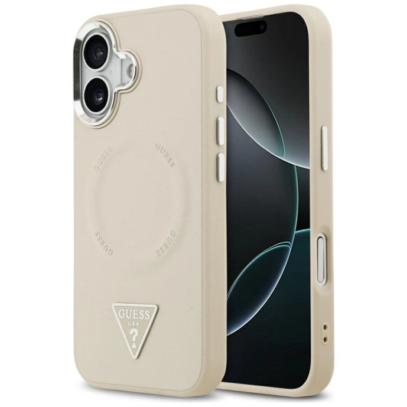 Etui Guess Triangle Logo MagSafe na iPhone 17 - beżowe