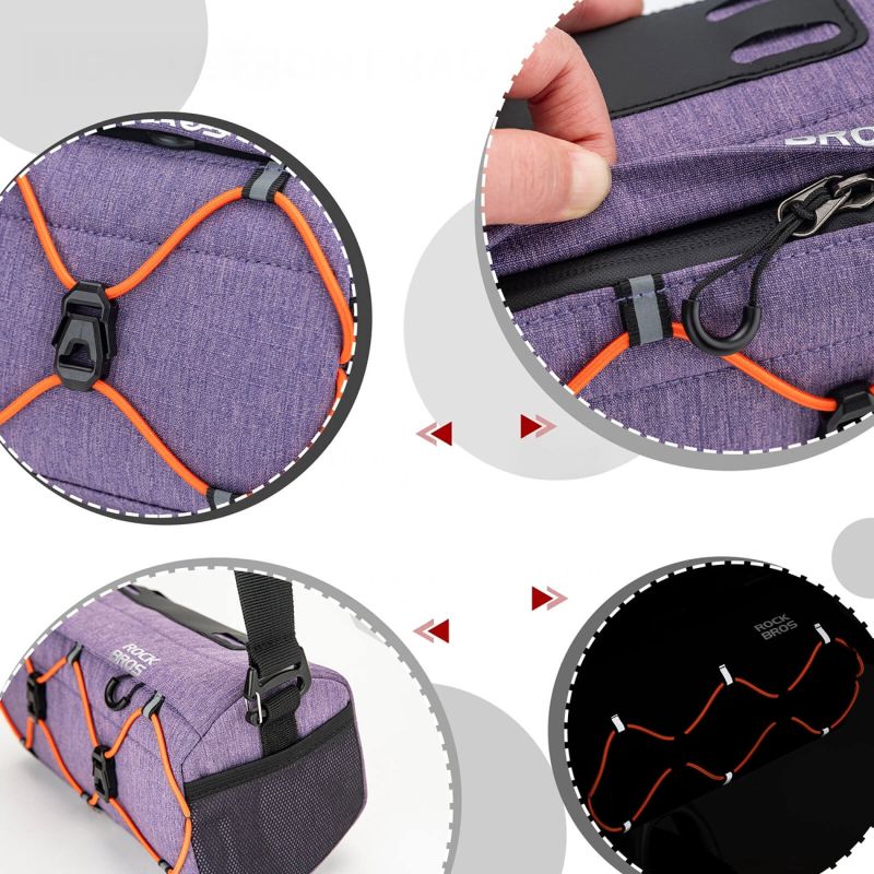 Torba rowerowa Rockbros 30110054005 na kierownicę 2,2L - fioletowa - obrazek 5