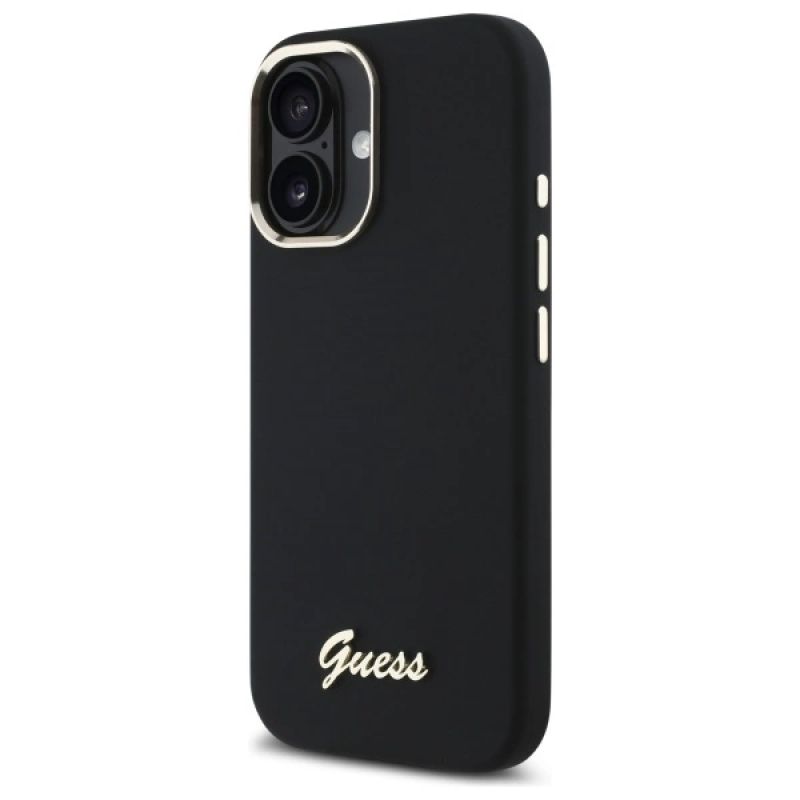 Etui Guess Silicone Script Metal Logo & Frame na iPhone 16 Plus - czarne - obrazek 2