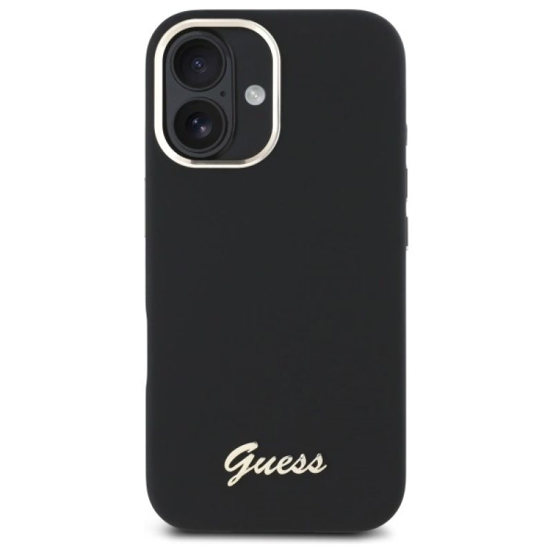 Etui Guess Silicone Script Metal Logo & Frame na iPhone 16 Plus - czarne - obrazek 3