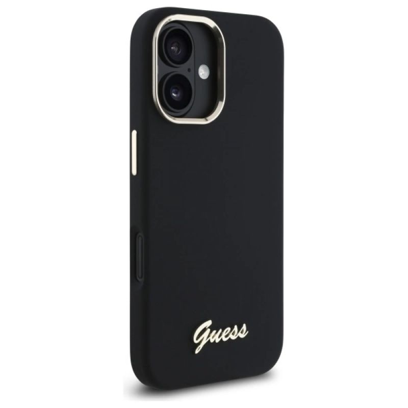 Etui Guess Silicone Script Metal Logo & Frame na iPhone 16 Plus - czarne - obrazek 4