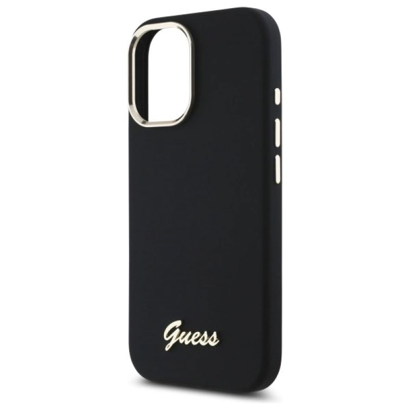 Etui Guess Silicone Script Metal Logo & Frame na iPhone 16 Plus - czarne - obrazek 6