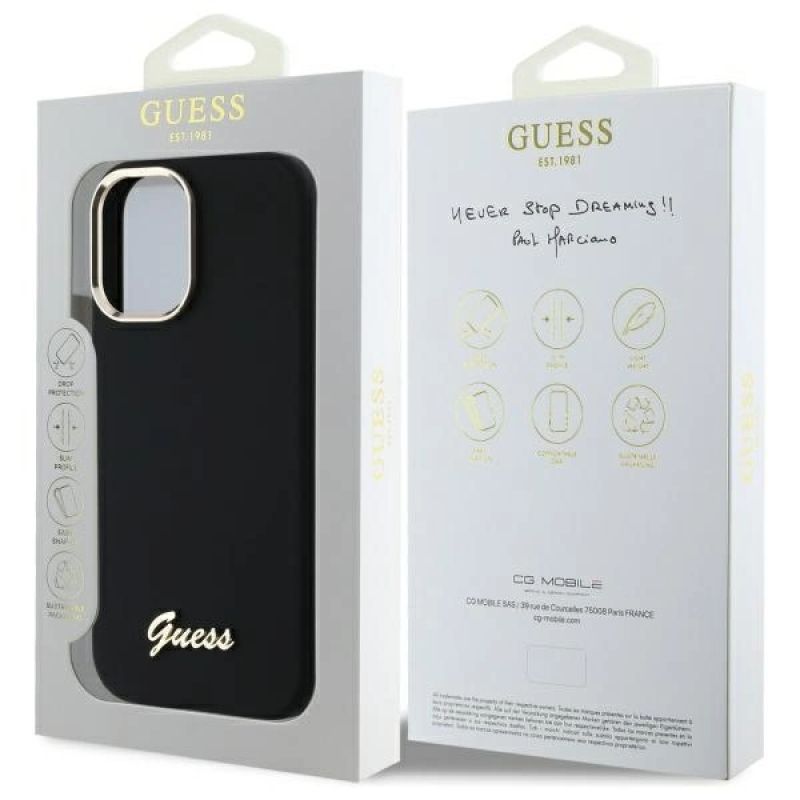 Etui Guess Silicone Script Metal Logo & Frame na iPhone 16 Plus - czarne - obrazek 8