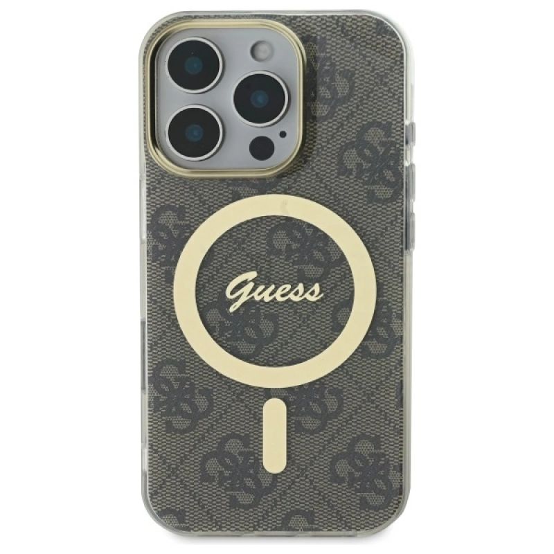 Etui Guess IML 4G MagSafe na iPhone 16 Pro - brązowe - obrazek 2