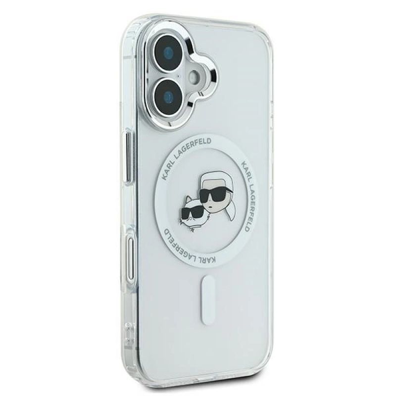 Etui Karl Lagerfeld IML Metal Karl&Choupette Head MagSafe na iPhone 16 Plus - białe - obrazek 4