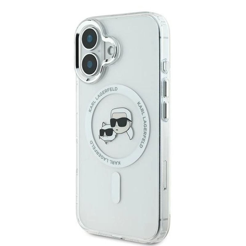 Etui Karl Lagerfeld IML Metal Karl&Choupette Head MagSafe na iPhone 16 - białe - obrazek 2