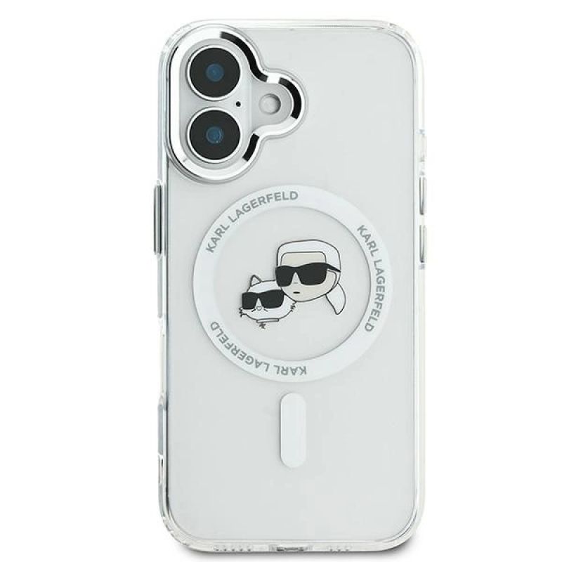 Etui Karl Lagerfeld IML Metal Karl&Choupette Head MagSafe na iPhone 16 - białe - obrazek 3