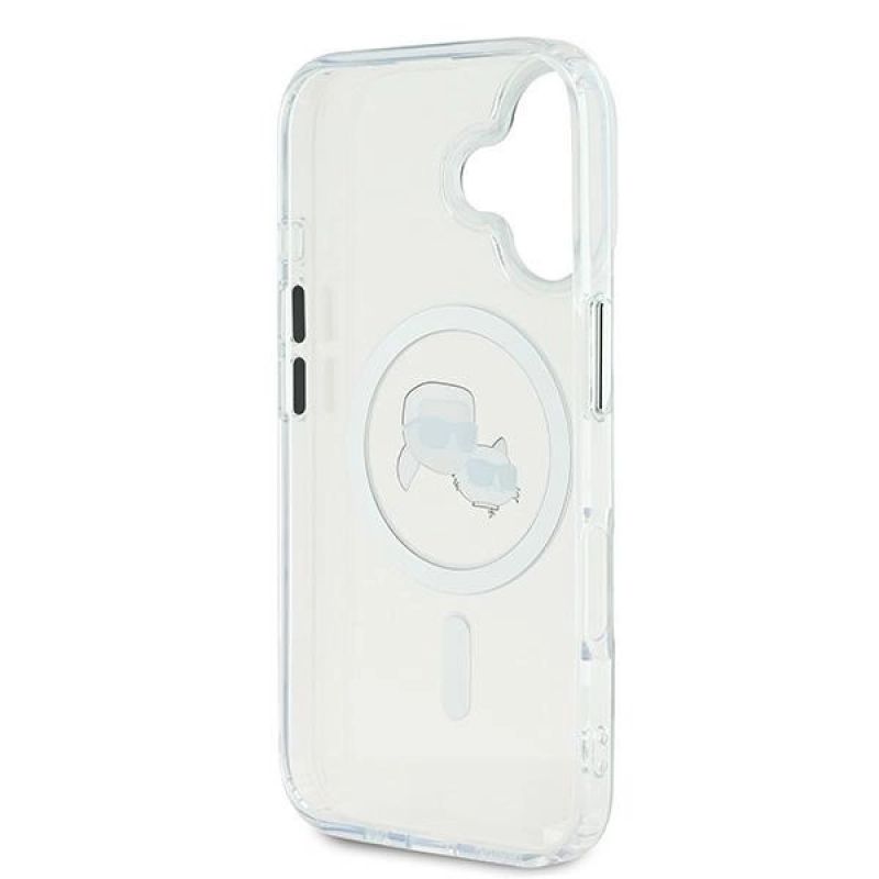Etui Karl Lagerfeld IML Metal Karl&Choupette Head MagSafe na iPhone 16 - białe - obrazek 7