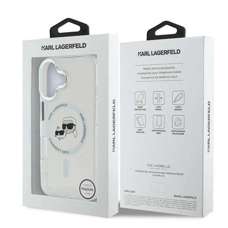 Etui Karl Lagerfeld IML Metal Karl&Choupette Head MagSafe na iPhone 16 - białe - obrazek 8