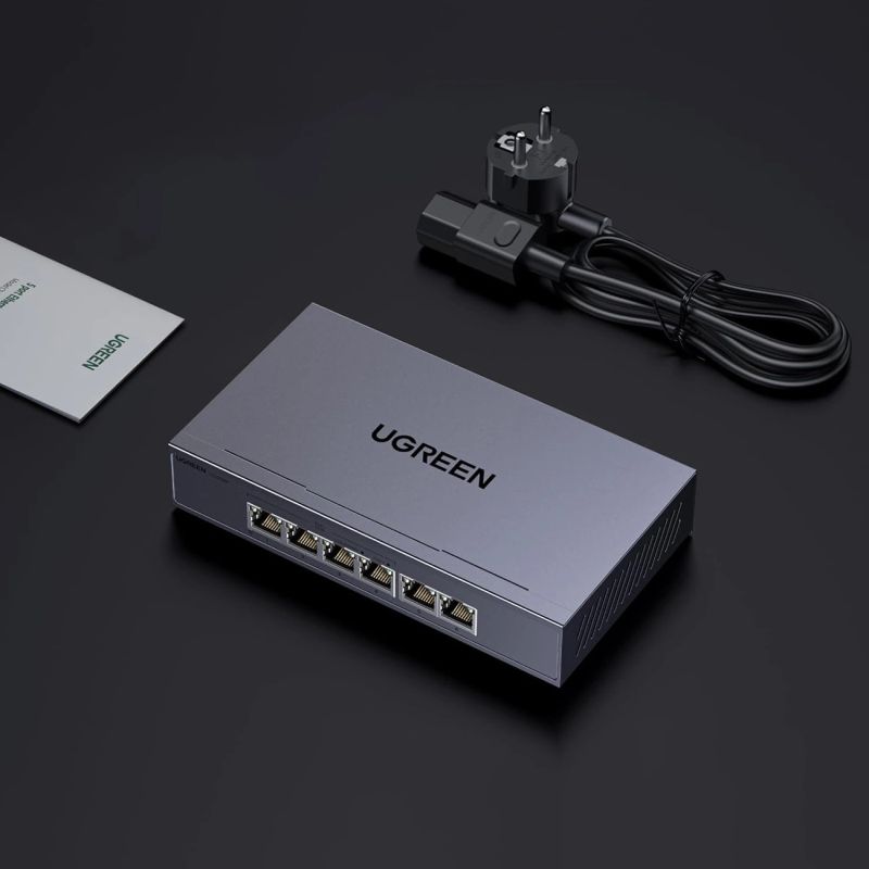 Switch Ugreen przełącznik ethernet 6-Portowy 1Gb/s z PoE - szary - obrazek 3