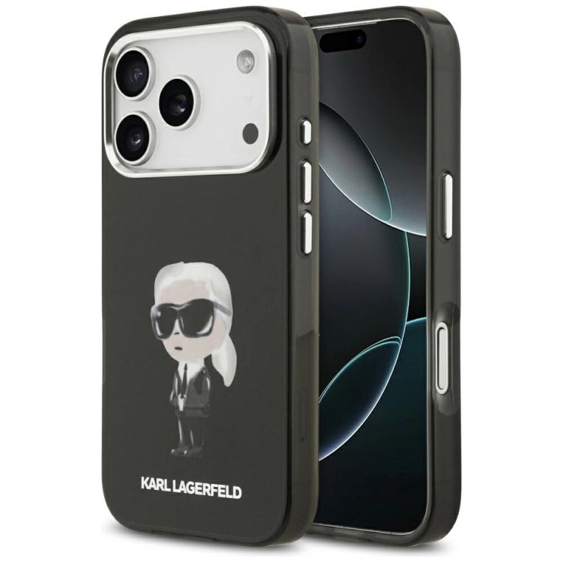 Etui Karl Lagerfeld IML Aquarelle Karl & Logo MagSafe na iPhone 17 Pro - czarne