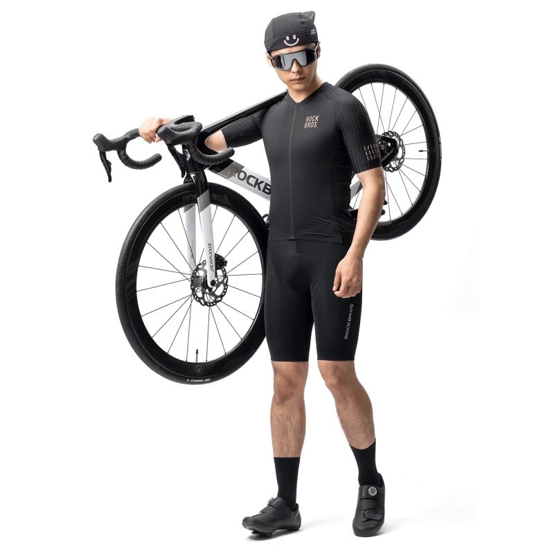 Koszulka rowerowa Rockbros YDDX011 Diamond z krótkim rękawem rozmiar M - czarna - obrazek 5