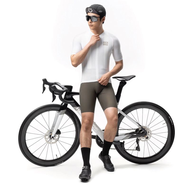 Koszulka rowerowa Rockbros YDDX011 Diamond z krótkim rękawem rozmiar XXL - biała - obrazek 4