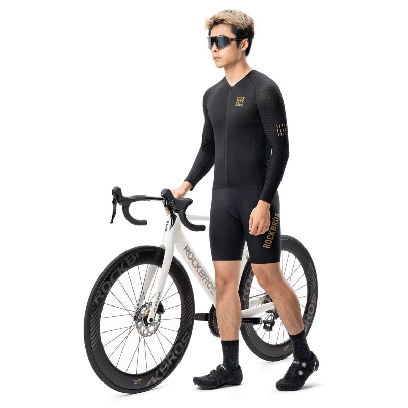 Koszulka rowerowa Rockbros YDCX008 Diamond z długim rękawem rozmiar XS - czarna - obrazek 2