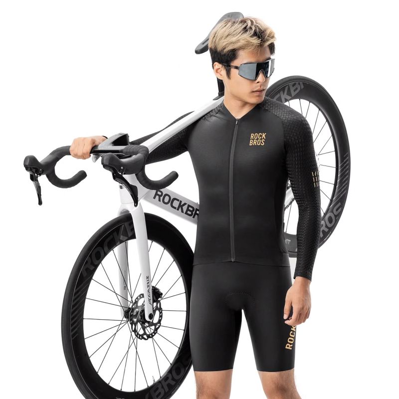 Koszulka rowerowa Rockbros YDCX008 Diamond z długim rękawem rozmiar M - czarna - obrazek 4