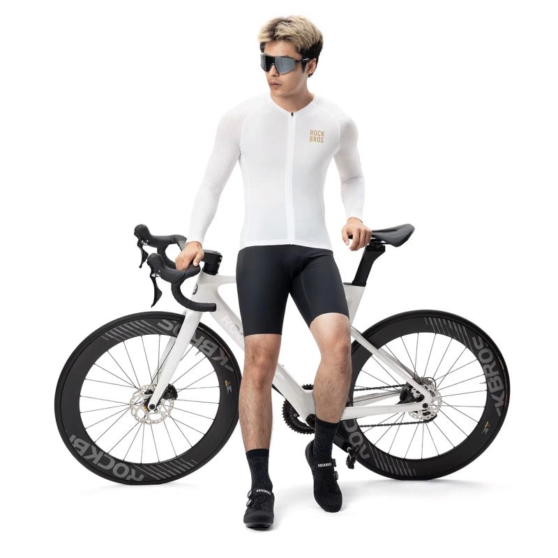 Koszulka rowerowa Rockbros YDCX008 Diamond z długim rękawem rozmiar XS - biała - obrazek 4
