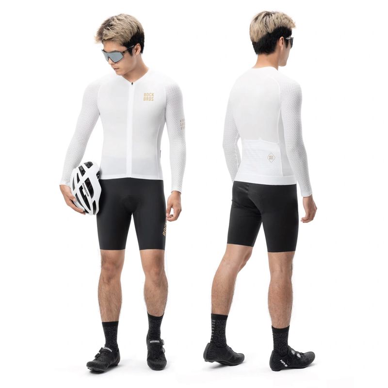 Koszulka rowerowa Rockbros YDCX008 Diamond z długim rękawem rozmiar XL - biała - obrazek 3