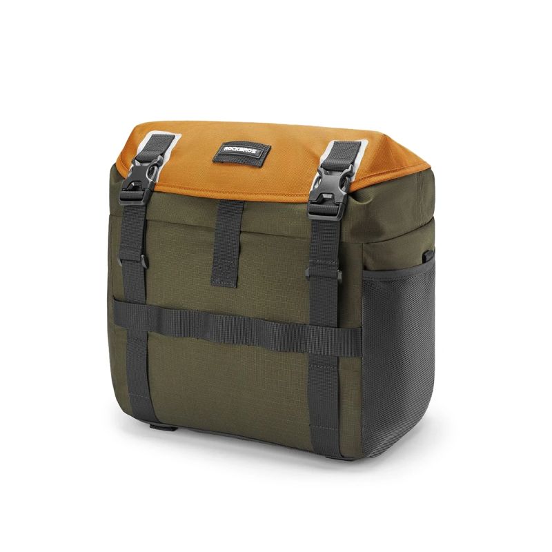 Torba rowerowa Rockbros W019 na kierownicę 13,5-24L - zielono-pomarańczowa